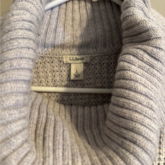 L.L. Bean Like-New Waffle Knit Cowl Neck Striped Sweater - Cotton, Merino Wool - Picture 3 of 8